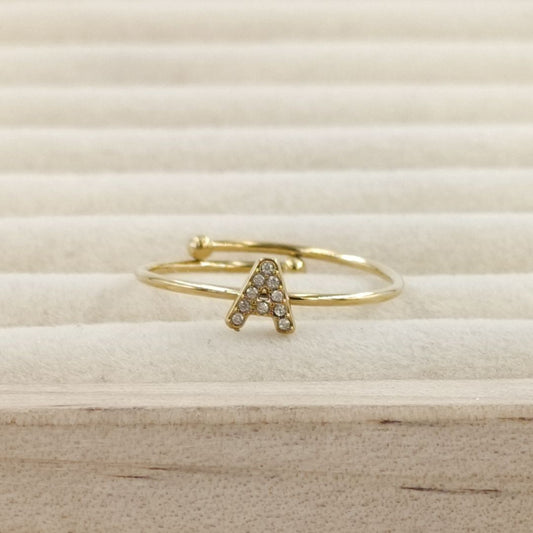 Anillo Dorado Inicial Personalizada Circonitas