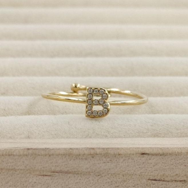 Anillo Dorado Inicial Personalizada Circonitas