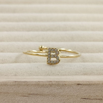 Anillo Dorado Inicial Personalizada Circonitas