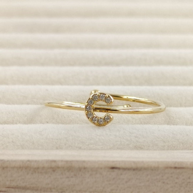 Anillo Dorado Inicial Personalizada Circonitas