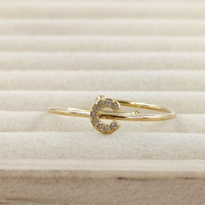 Anillo Dorado Inicial Personalizada Circonitas
