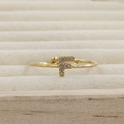 Anillo Dorado Inicial Personalizada Circonitas