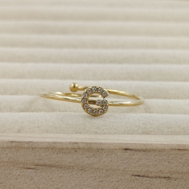 Anillo Dorado Inicial Personalizada Circonitas