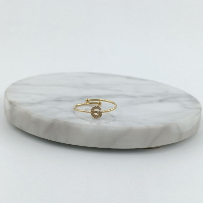Anillo Dorado Inicial Personalizada Circonitas