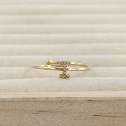 Anillo Dorado Inicial Personalizada Circonitas