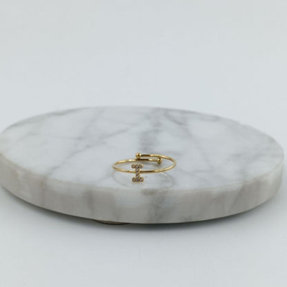 Anillo Dorado Inicial Personalizada Circonitas