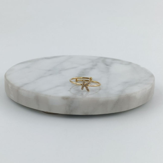 Anillo Dorado Inicial Personalizada Circonitas