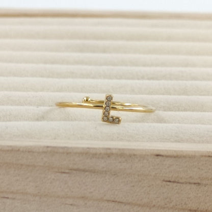 Anillo Dorado Inicial Personalizada Circonitas