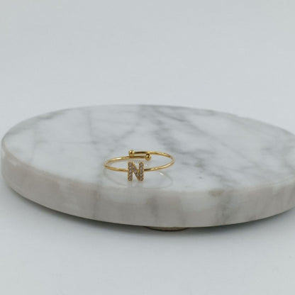 Anillo Dorado Inicial Personalizada Circonitas