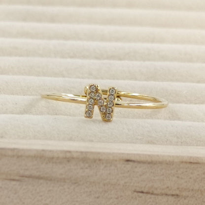Anillo Dorado Inicial Personalizada Circonitas