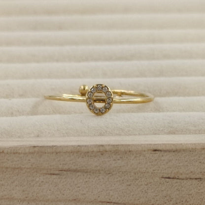 Anillo Dorado Inicial Personalizada Circonitas