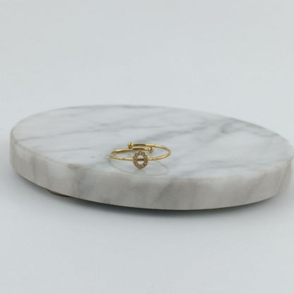 Anillo Dorado Inicial Personalizada Circonitas
