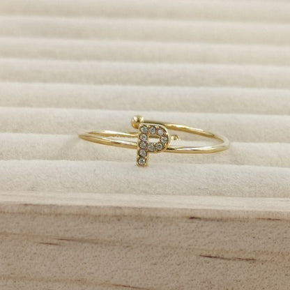 Anillo Dorado Inicial Personalizada Circonitas
