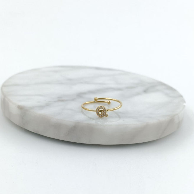 Anillo Dorado Inicial Personalizada Circonitas