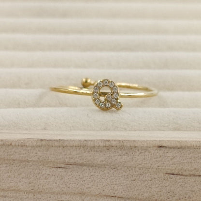 Anillo Dorado Inicial Personalizada Circonitas