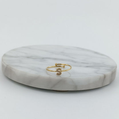 Anillo Dorado Inicial Personalizada Circonitas