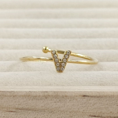 Anillo Dorado Inicial Personalizada Circonitas