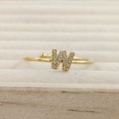 Anillo Dorado Inicial Personalizada Circonitas