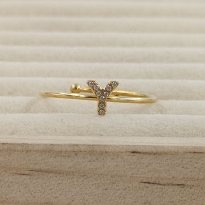 Anillo Dorado Inicial Personalizada Circonitas