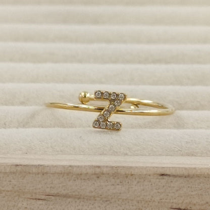 Anillo Dorado Inicial Personalizada Circonitas