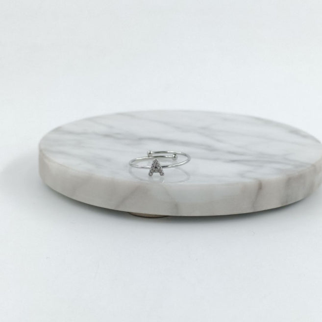 Anillo Plateado Inicial Personalizada Circonitas