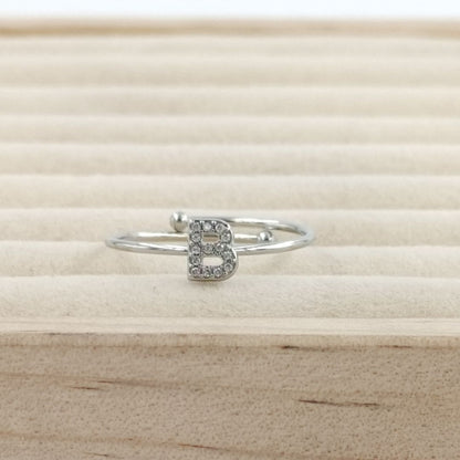 Anillo Plateado Inicial Personalizada Circonitas