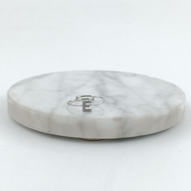 Anillo Plateado Inicial Personalizada Circonitas