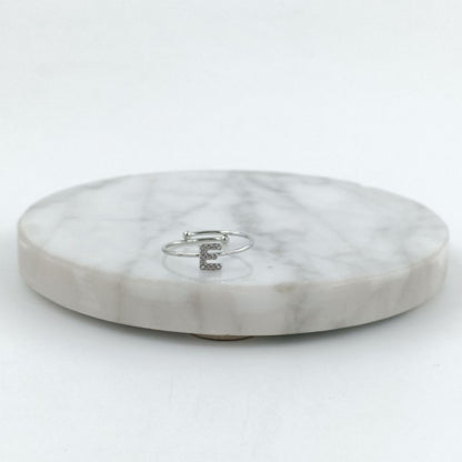 Anillo Plateado Inicial Personalizada Circonitas