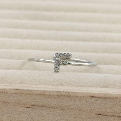 Anillo Plateado Inicial Personalizada Circonitas