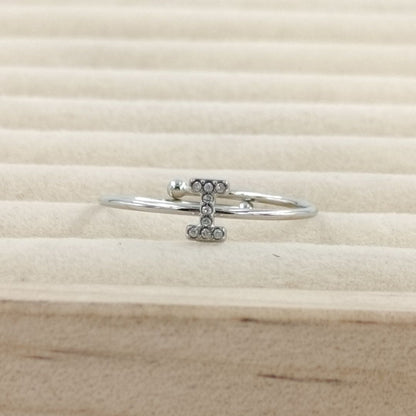 Anillo Plateado Inicial Personalizada Circonitas