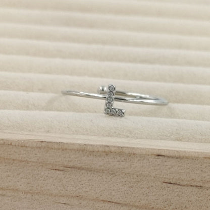 Anillo Plateado Inicial Personalizada Circonitas