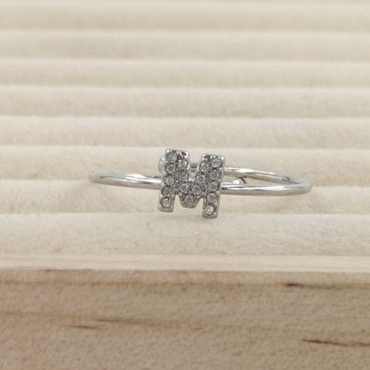 Anillo Plateado Inicial Personalizada Circonitas