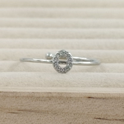 Anillo Plateado Inicial Personalizada Circonitas