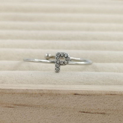 Anillo Plateado Inicial Personalizada Circonitas