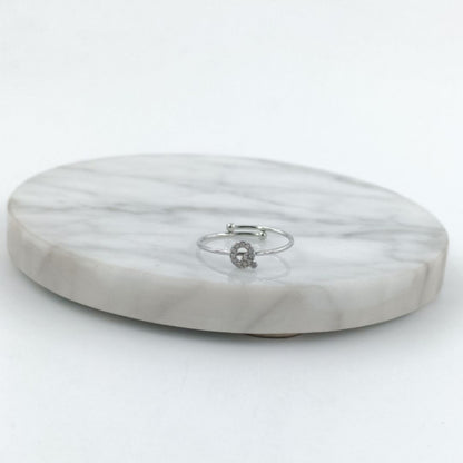 Anillo Plateado Inicial Personalizada Circonitas