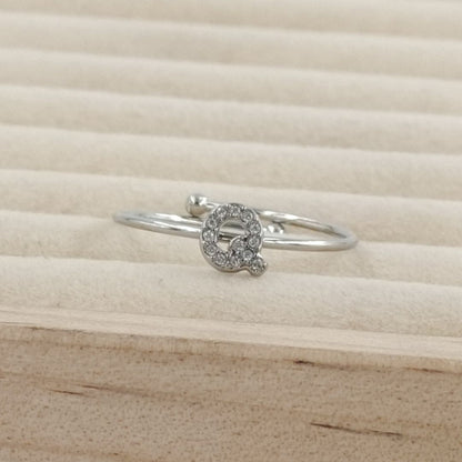 Anillo Plateado Inicial Personalizada Circonitas