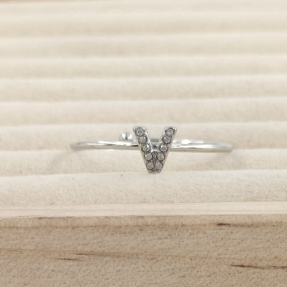 Anillo Plateado Inicial Personalizada Circonitas