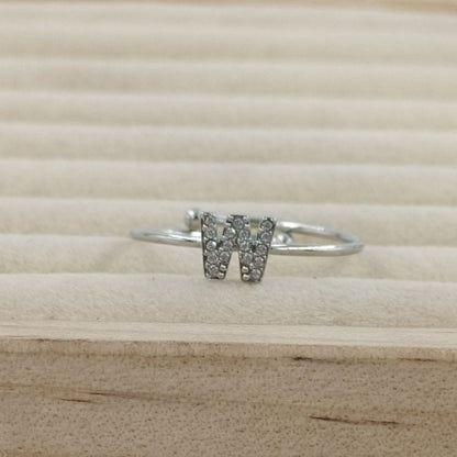 Anillo Plateado Inicial Personalizada Circonitas