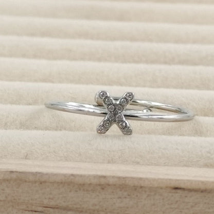 Anillo Plateado Inicial Personalizada Circonitas