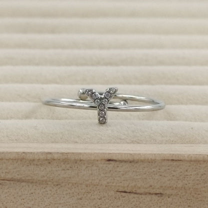 Anillo Plateado Inicial Personalizada Circonitas