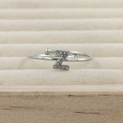 Anillo Plateado Inicial Personalizada Circonitas