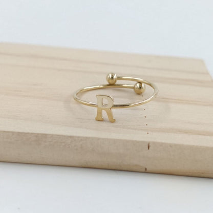 Anillo Dorado Inicial Personalizada