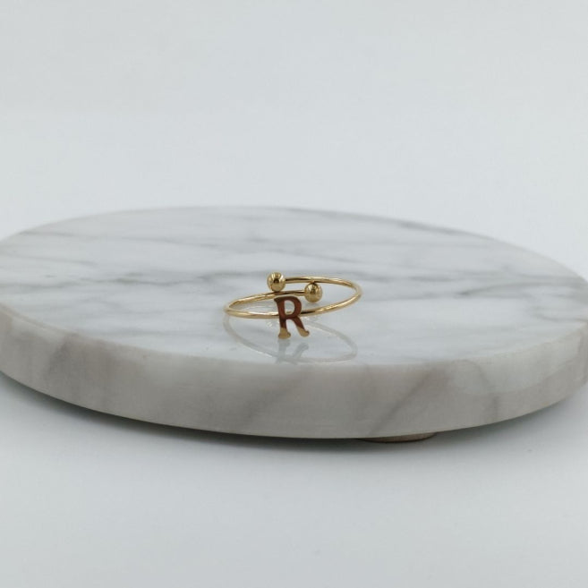 Anillo Dorado Inicial Personalizada
