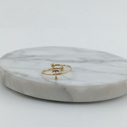 Anillo Dorado Inicial Personalizada
