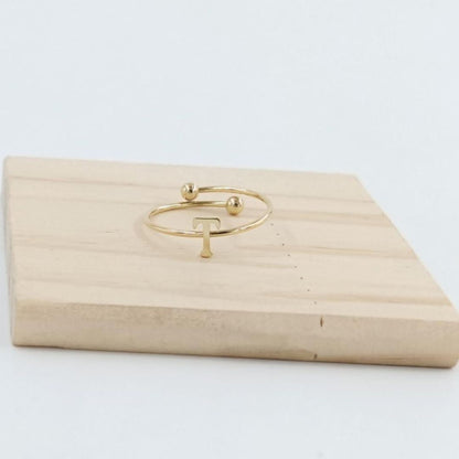 Anillo Dorado Inicial Personalizada