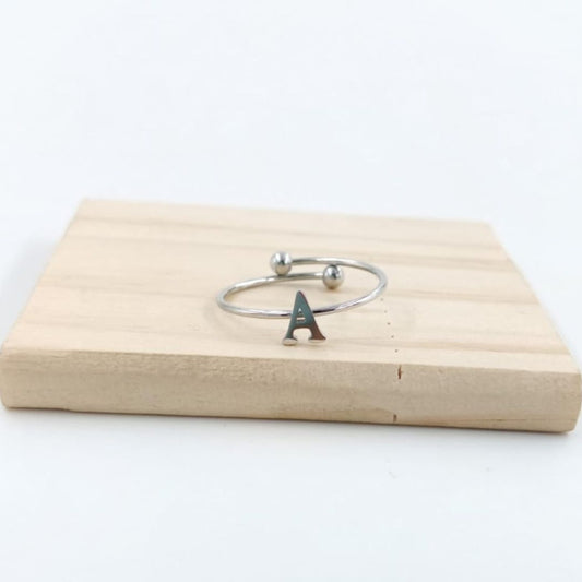 Anillo Plateado Inicial Personalizada