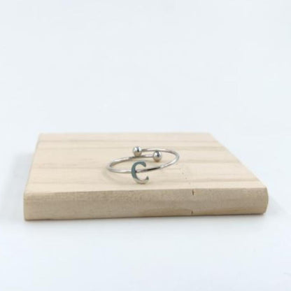 Anillo Plateado Inicial Personalizada