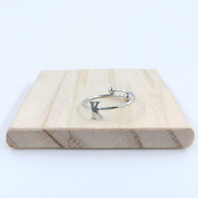 Anillo Plateado Inicial Personalizada