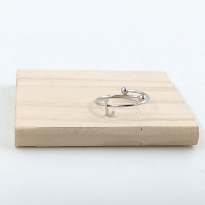 Anillo Plateado Inicial Personalizada