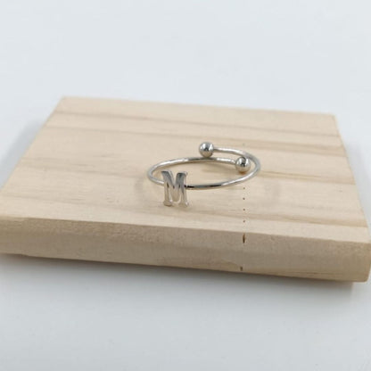Anillo Plateado Inicial Personalizada